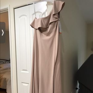 Off the shoulder nude formal dress